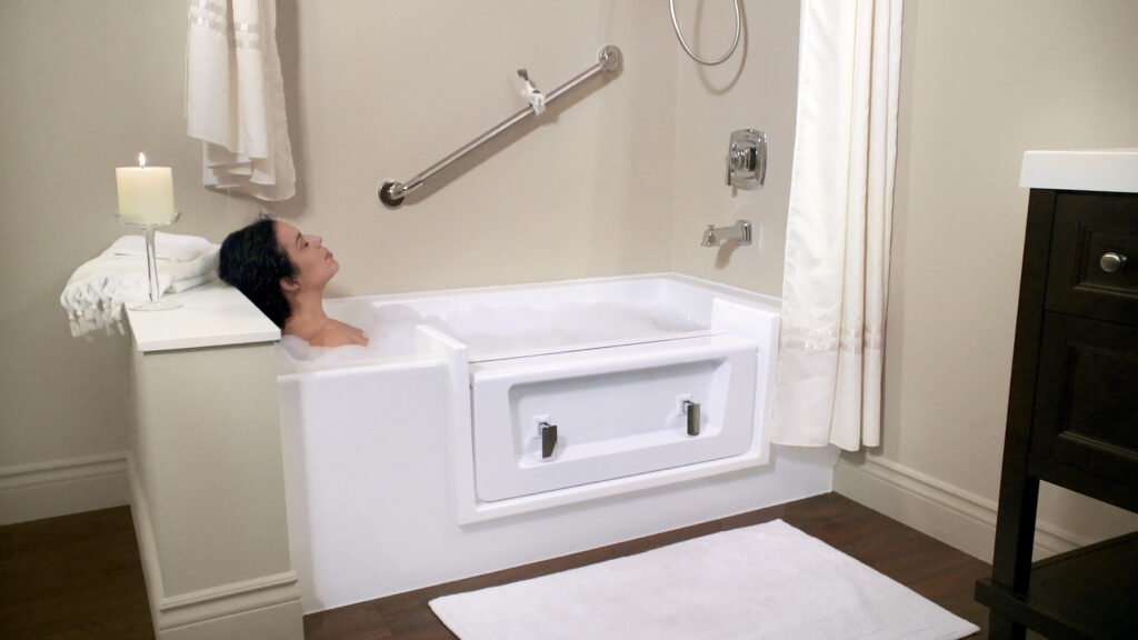 Finished tub-to-walk-in bathtub conversion